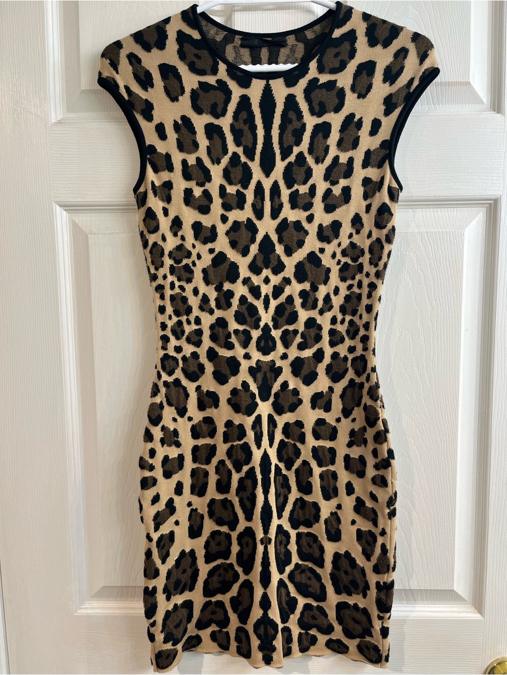 RVN Leopard Print Bodycon Dress | Y2K Animal Print Knit Mini Dress | size M
